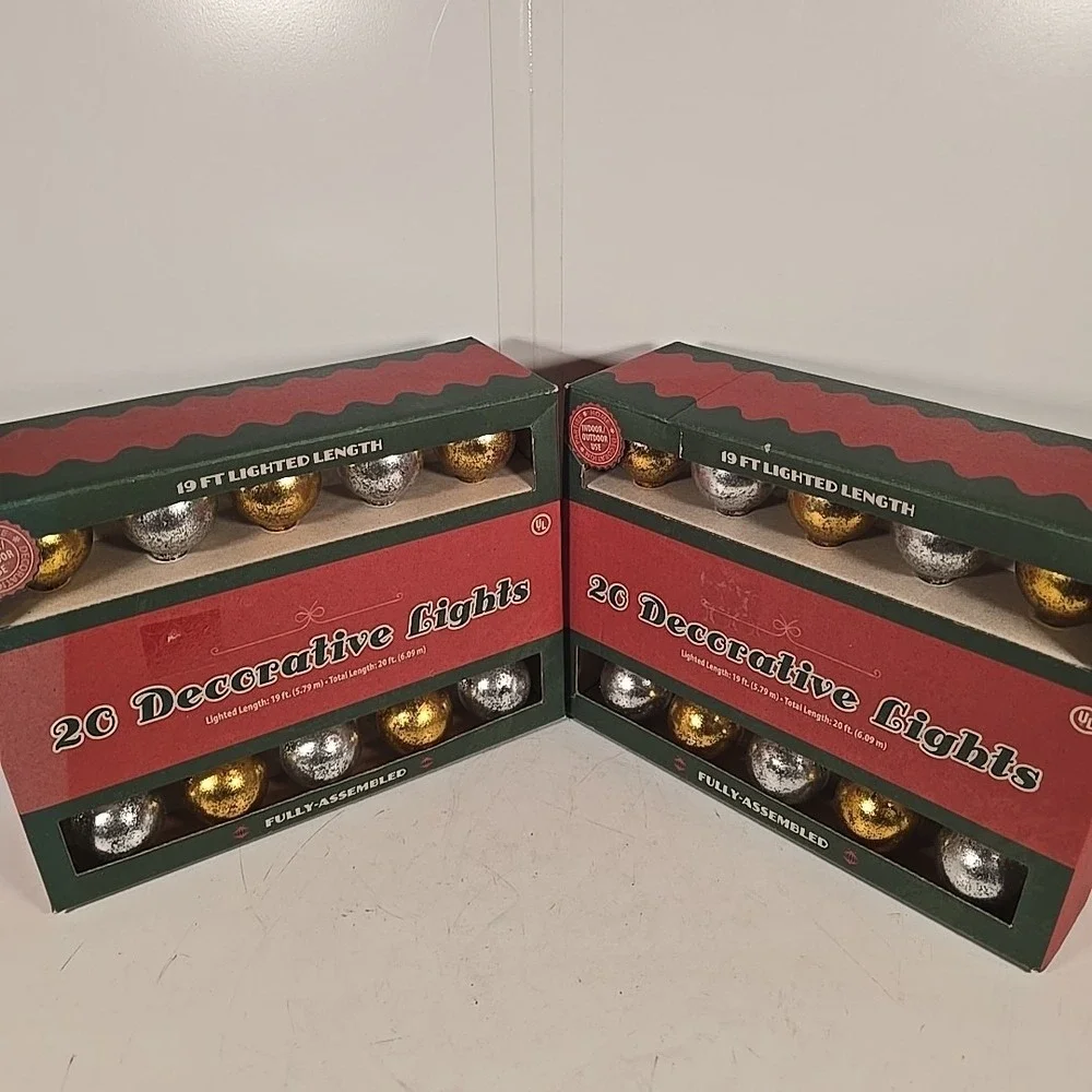 Decorative 20 Light Set G40 Indoor Outdoor Silver Copper 20 Ft Lot Of 2‎